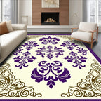 Purple and Gold Ornate Damask Rug
