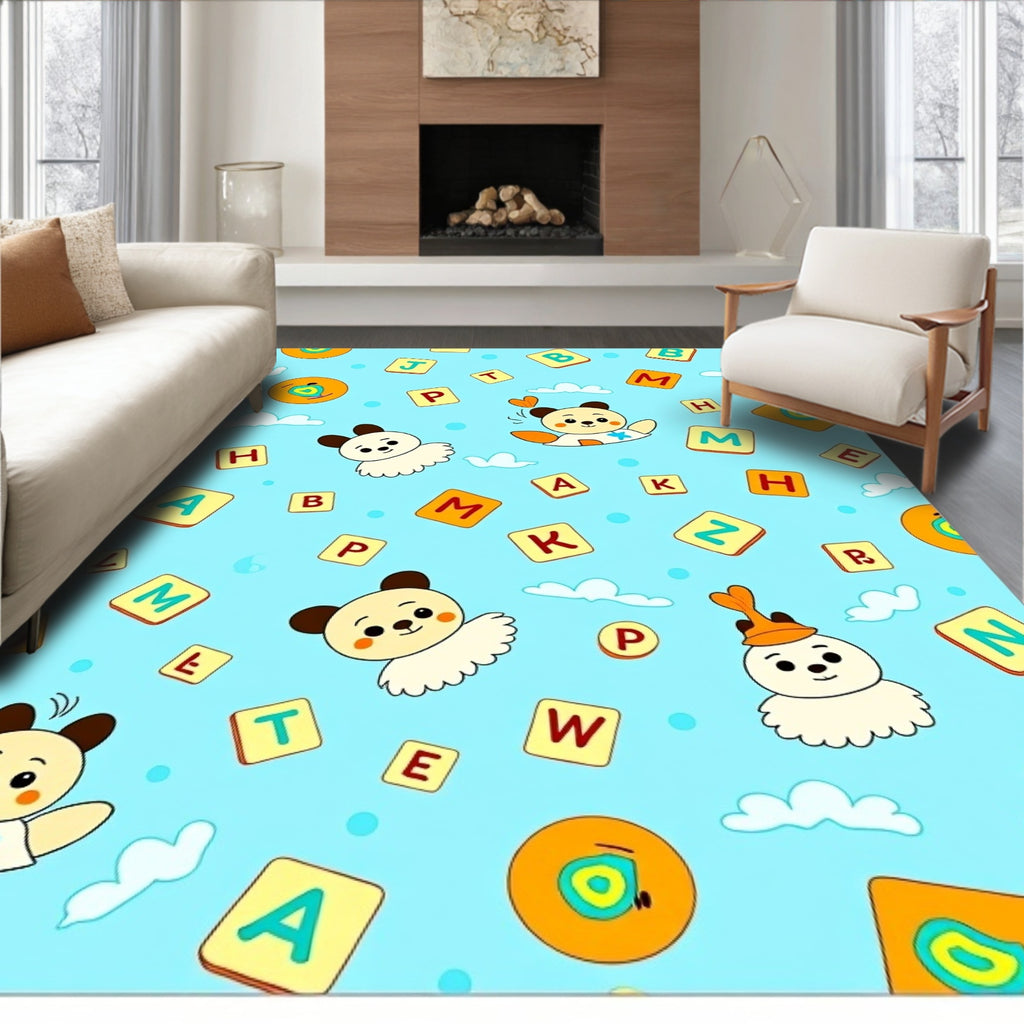 Playful Pandas Alphabet Pattern Rug