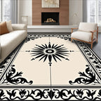 Classic Starburst Floral Border Design Rug