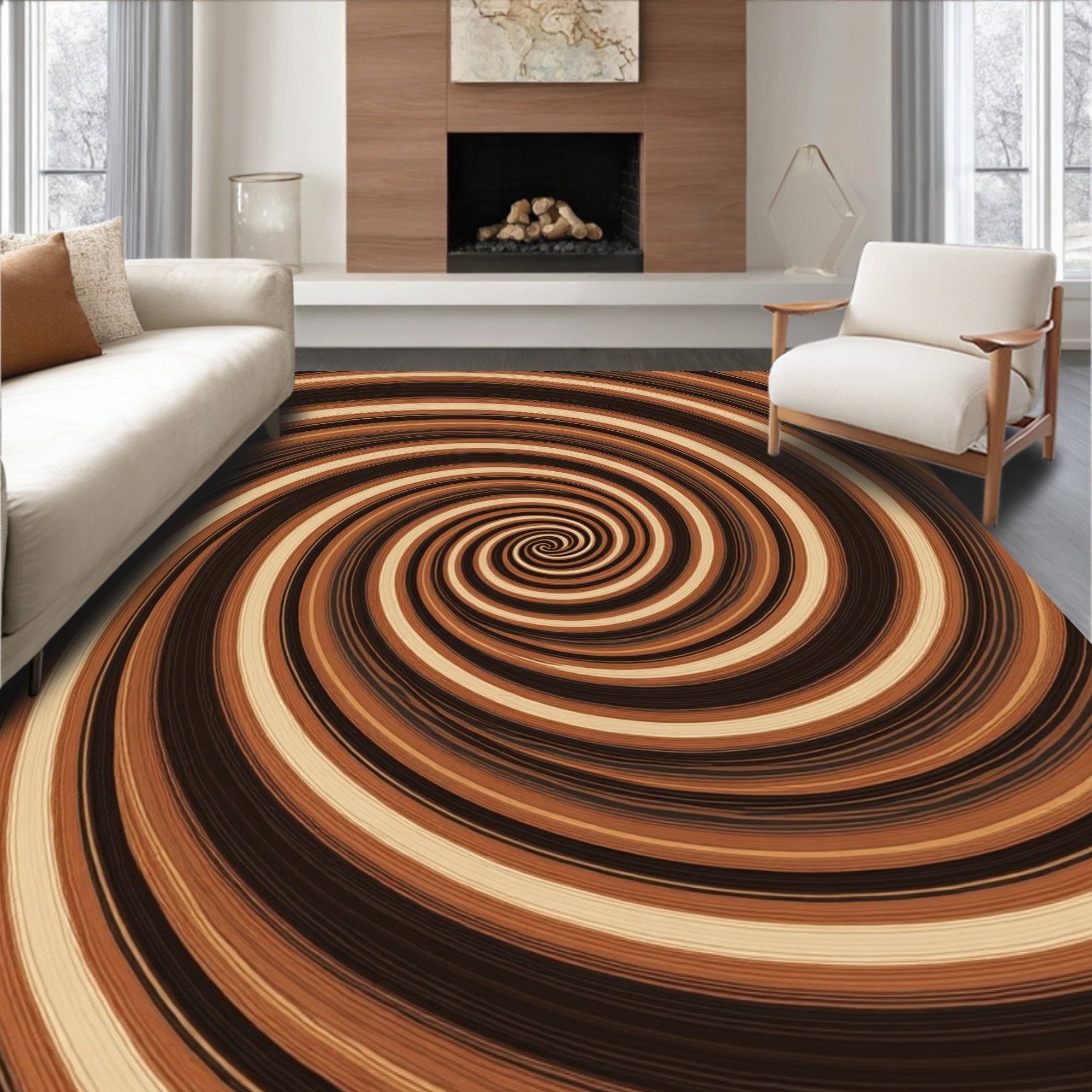 Warm Toned Swirl Pattern Rug