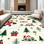 Christmas Village Scene With Santa Claus Rug