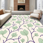 Elegant Purple Vine Floral Pattern Rug
