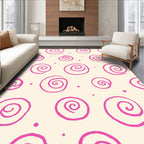 Playful Pink Swirl Dots Rug