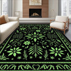 Lime Green Floral Vine Garden Rug