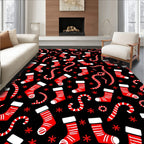 Red Stocking Candy Cane Snowflake Rug