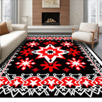 Bold Red White Star Pattern Rug