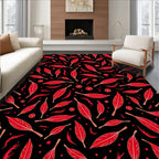 Crimson Leaf Pattern Chic Art Rug