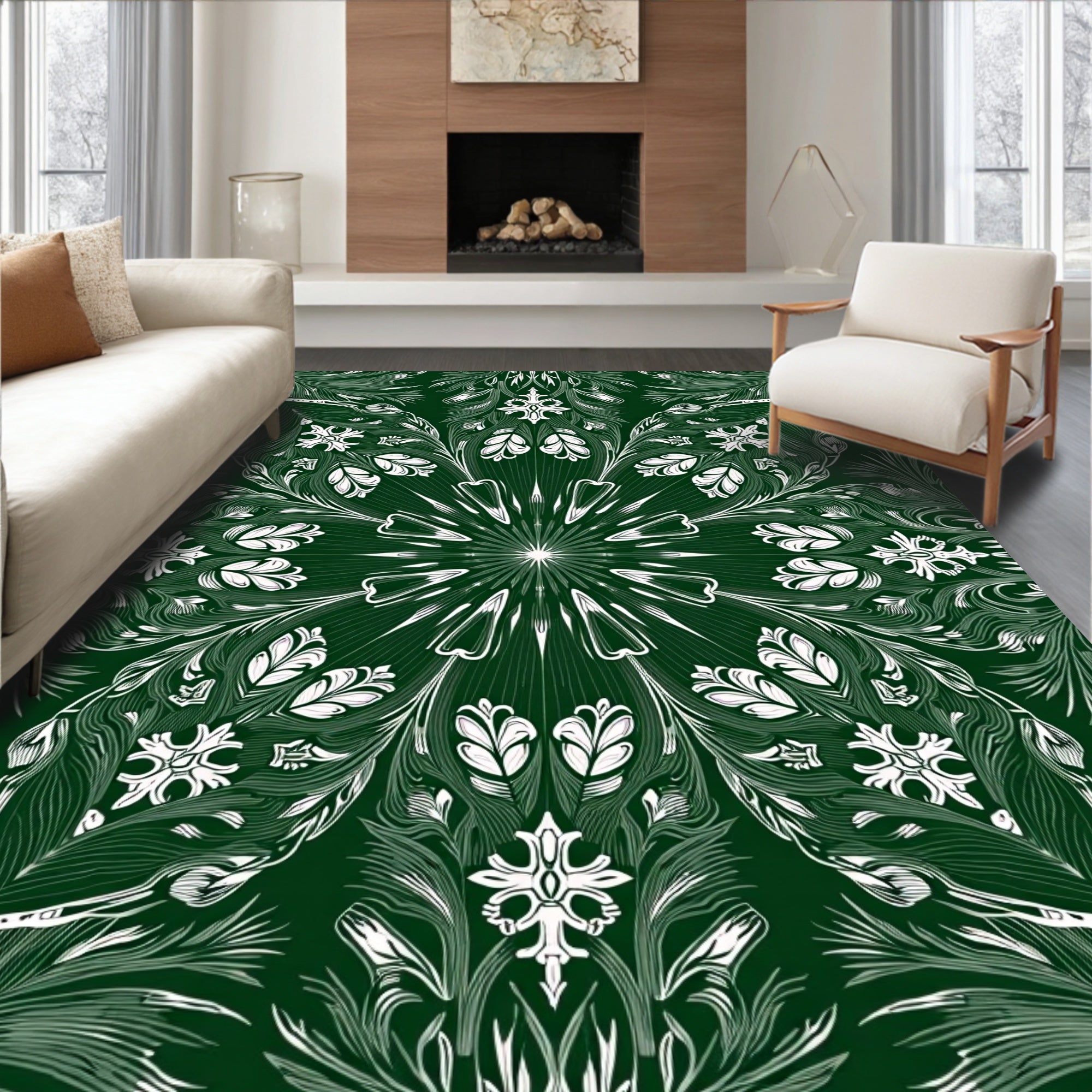 Intricate Floral Mandala Pattern Rug