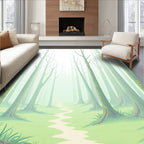 Misty Forest Path Nature Design Rug