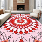 Radiant Red Mandala Pattern Rug