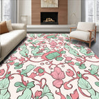 Pastel Floral Vine Scroll Pattern Rug