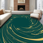 Deep Teal Swirling Abstract Art Rug