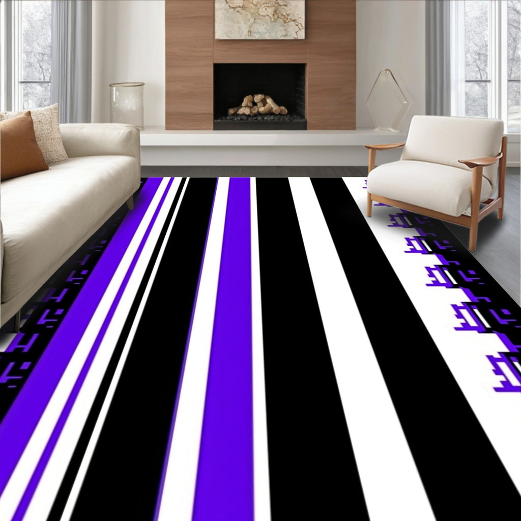 Vertical Stripped Digital Abstract Rug