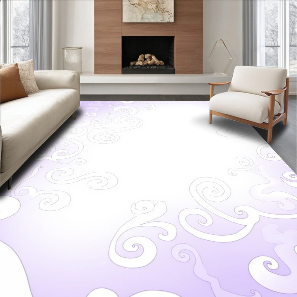 Delicate Swirls Abstract Lavender Rug