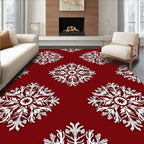 Crimson Snowflake Inspired Pattern Rug