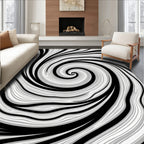 Swirling Black White Gray Pattern Rug