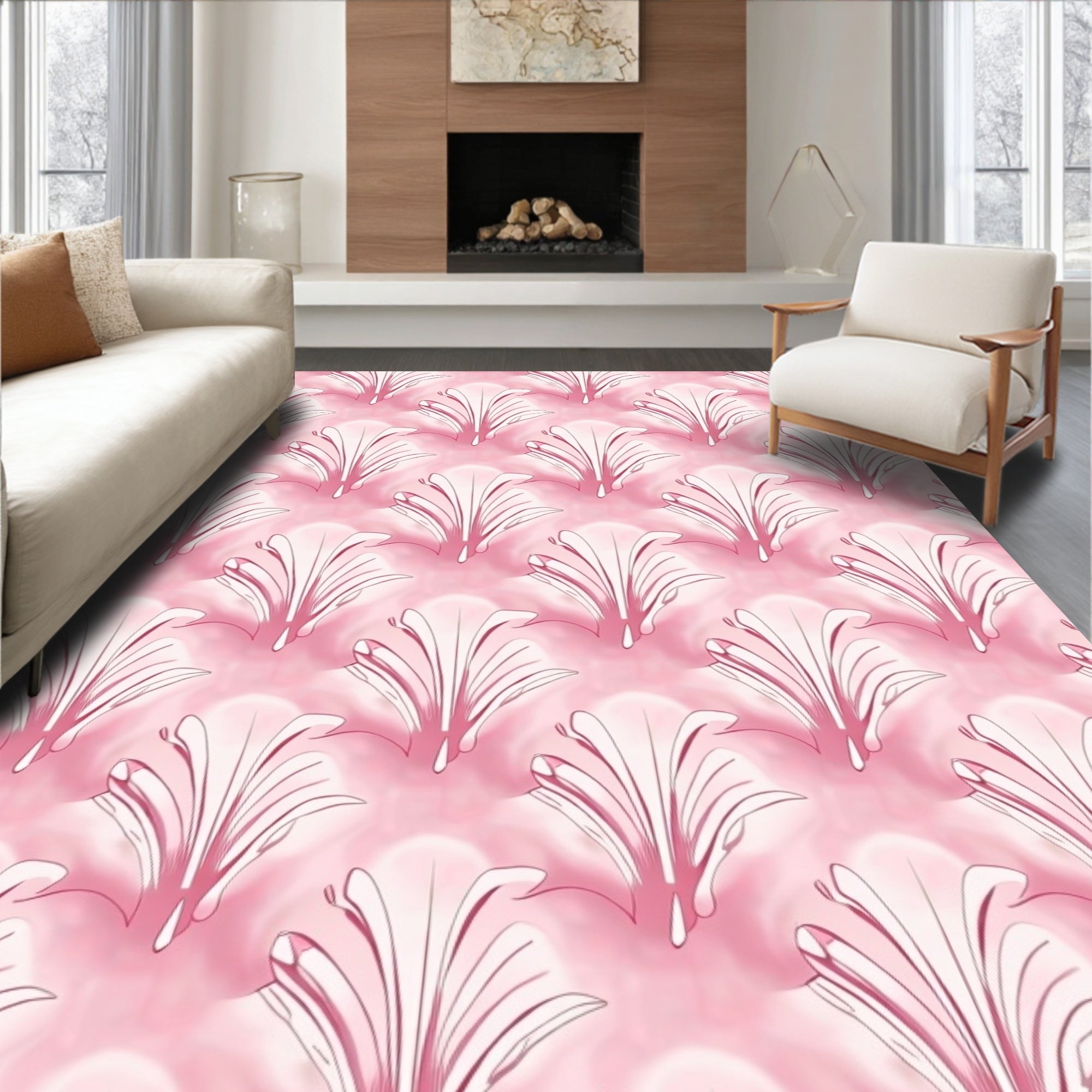 Art Deco Inspired Floral Pattern Rug