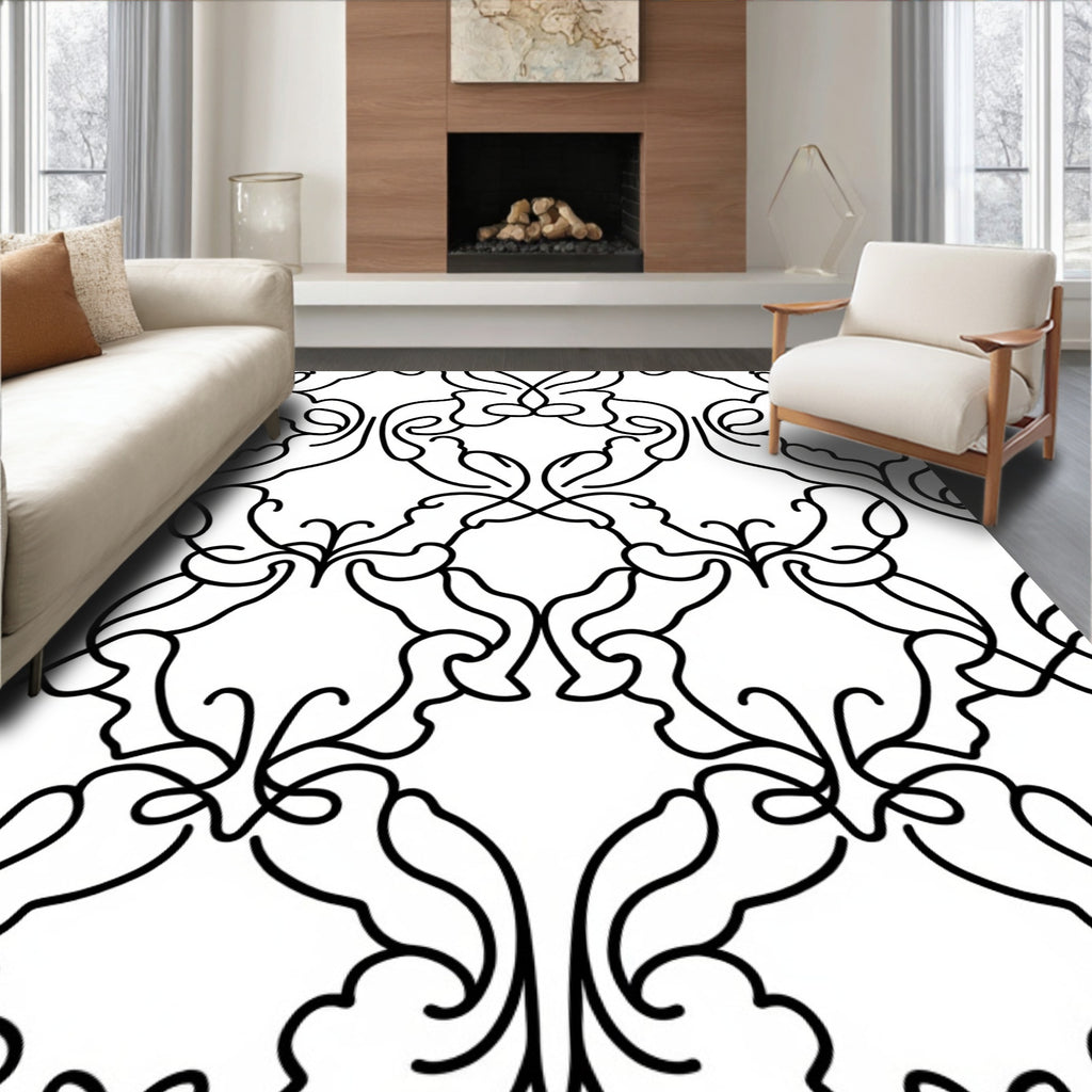 Filigree Scroll Pattern Design Rug