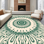 Green Sunburst Mandala Pattern Rug
