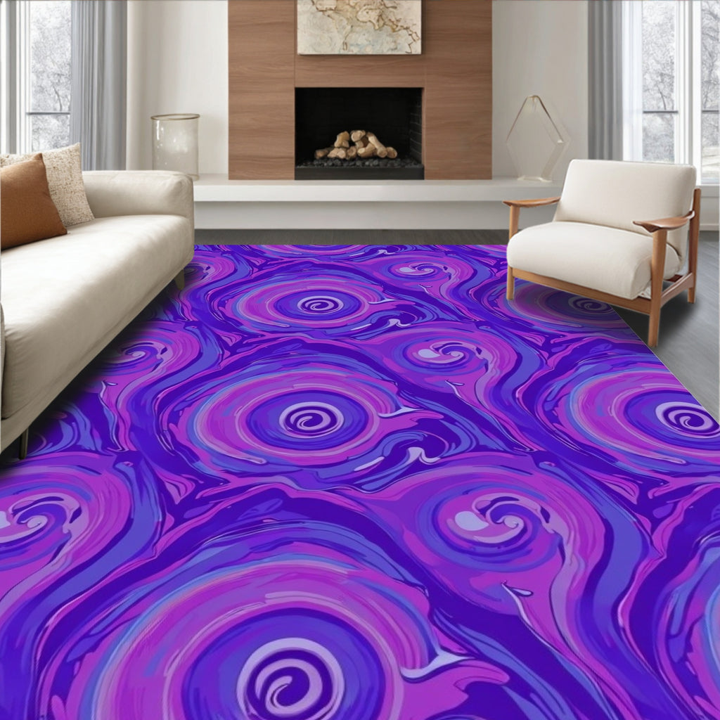 Vibrant Swirl Abstract Purple Pattern Rug