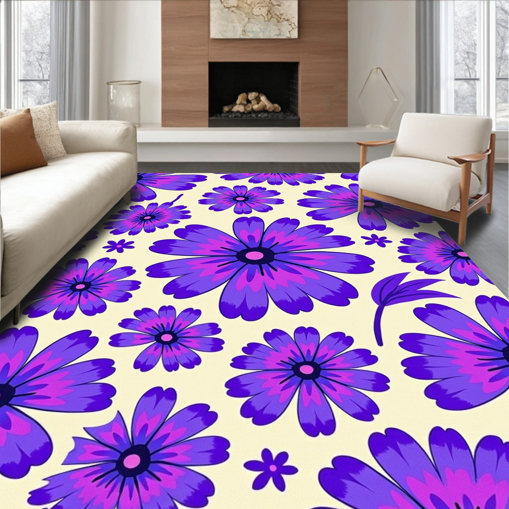 Chic Purple Floral Statement Rug