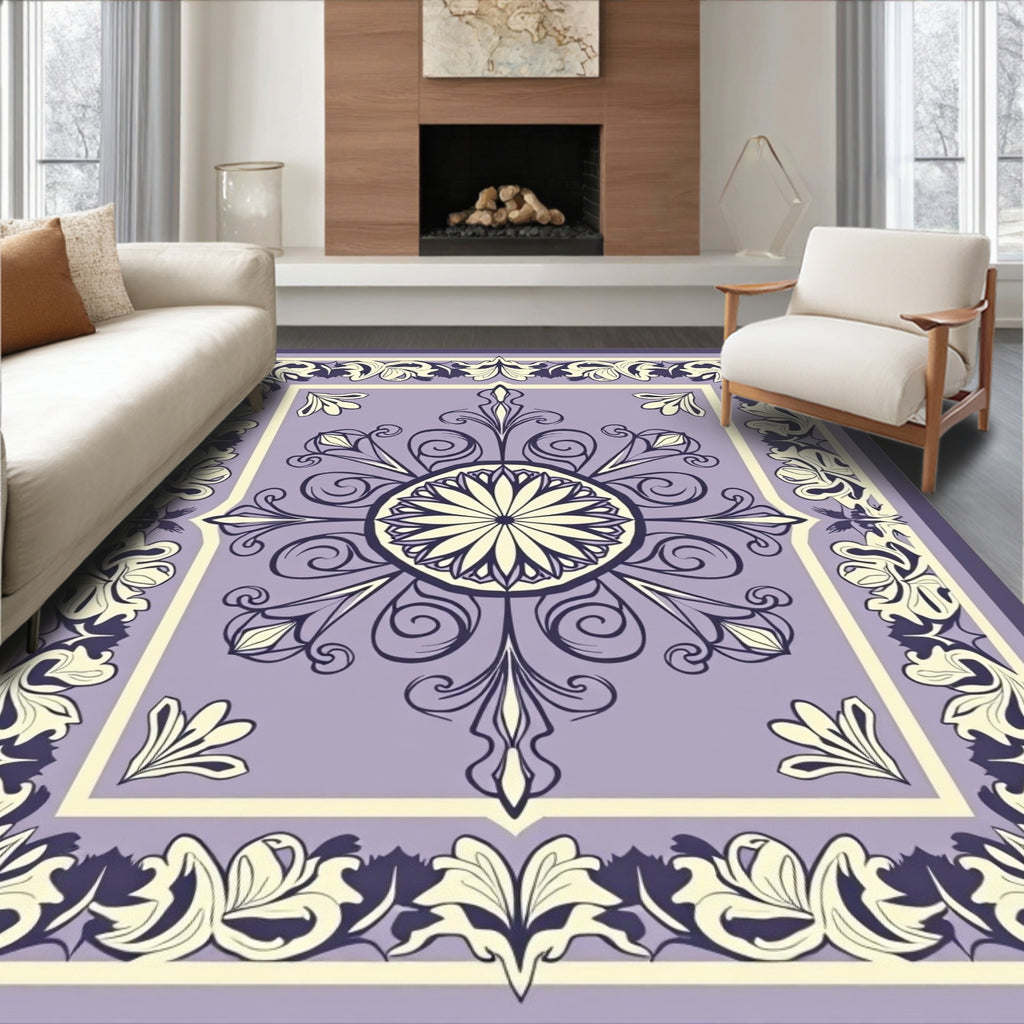 Floral Swirls Vintage Lavender Rug