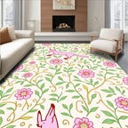 Pink Fox Floral Vine Pattern Rug