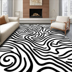 Abstract Swirls Black White Pattern Rug