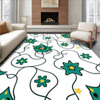 Whimsical Teal Star Creature Pattern Rug