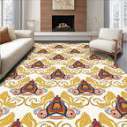 Triangular Pattern With Abstract Yellow Elements Rug