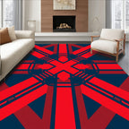 Bold Red And Blue Geometric Pattern Rug