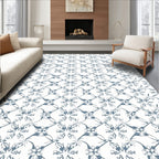 Grey Abstract Floral Geometric Art Rug