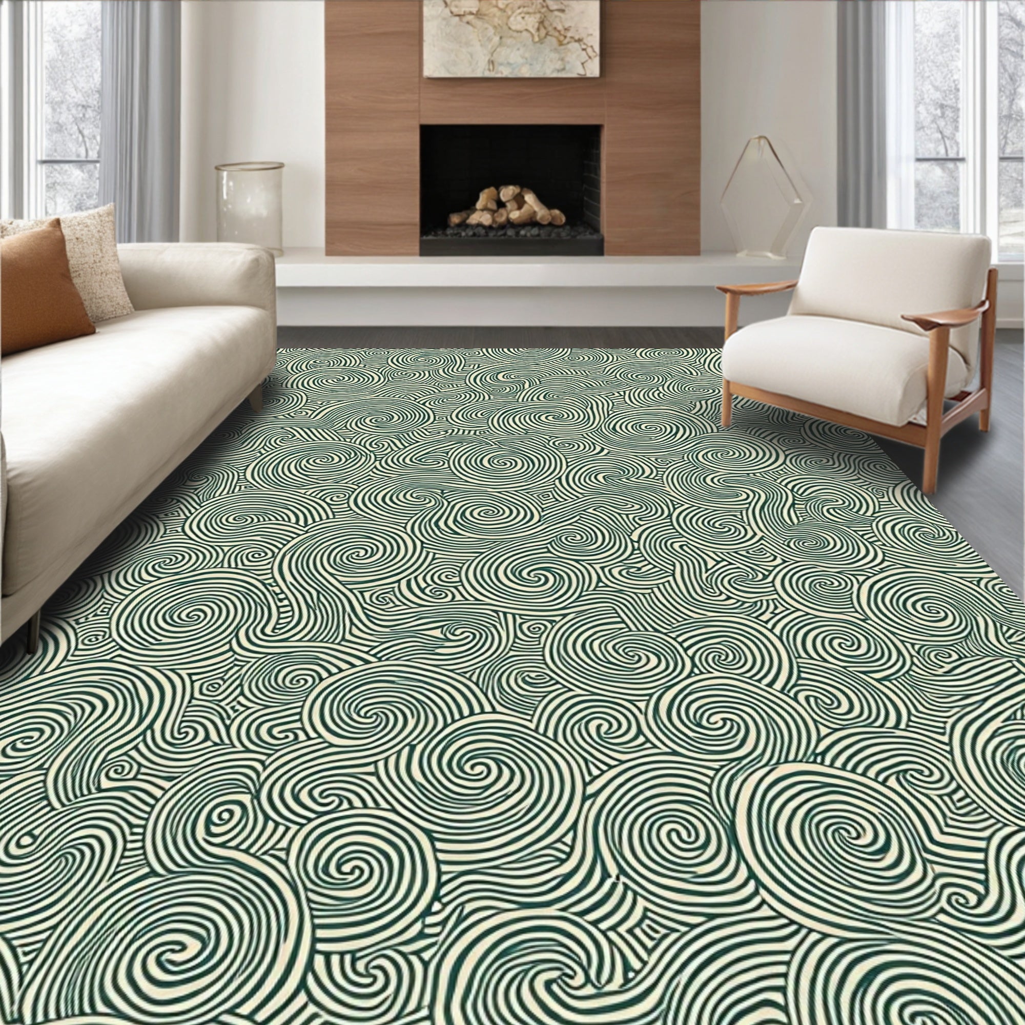 Abstract Swirls Pattern Design Rug