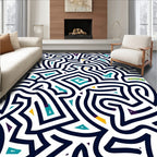Abstract Labyrinth Geometric Pattern Rug