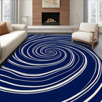 Navy White Swirl Pattern Rug