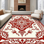 Rich Red Medallion Patterned Rug