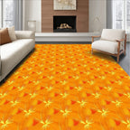 Orange Floral Swirls Pattern Rug