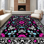 Bold Floral Butterfly Patterned Rug