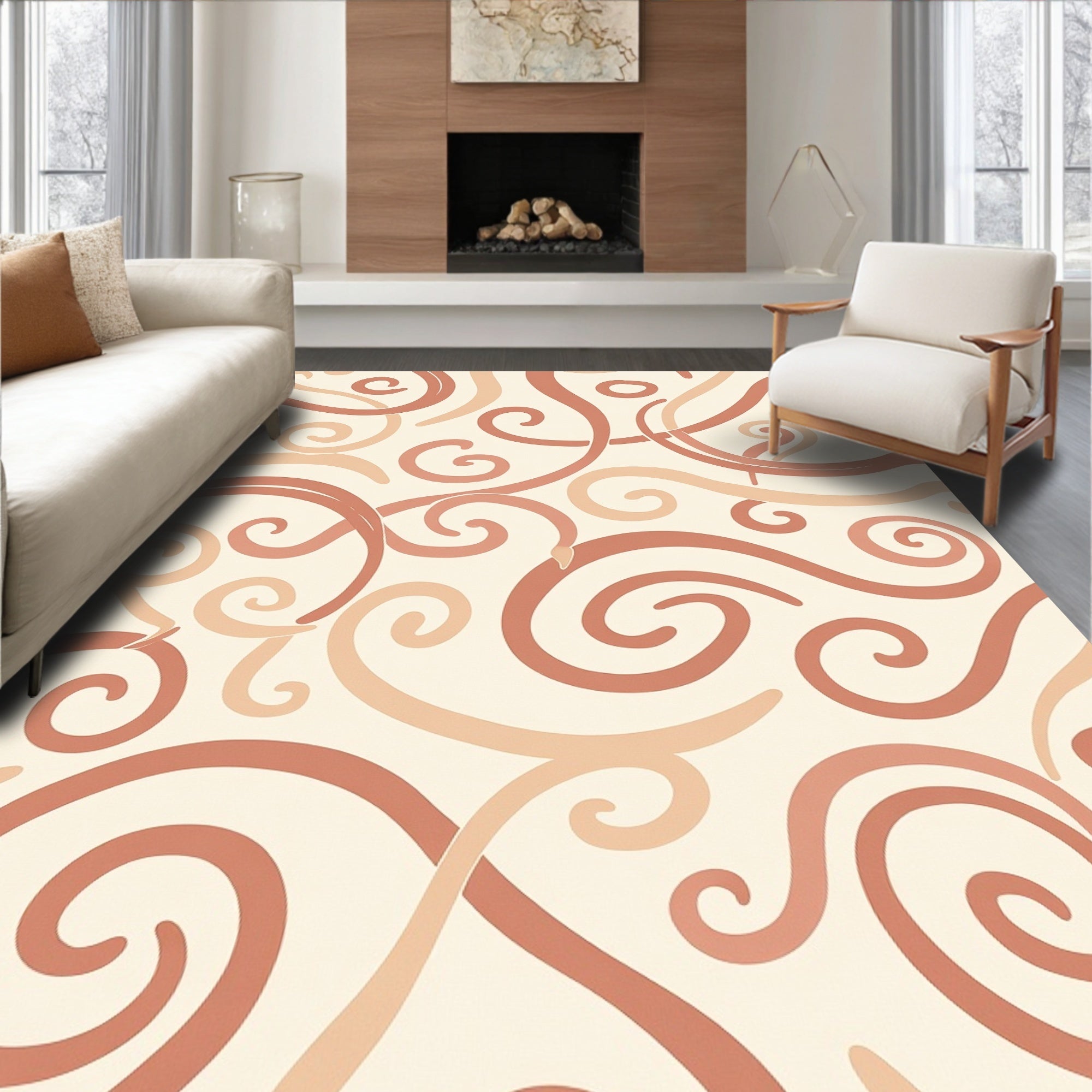 Clay Swirls Abstract Pattern Rug