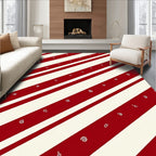 Red Cream Diagonal Stripe Pattern Rug