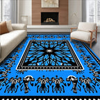 Stylized Floral Starburst With Border Design Rug