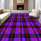 Bold Purple Red Black Plaid Design Rug