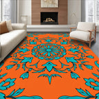 Turquoise Floral Mandala Pattern Rug