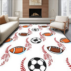 Sporty Ball And Stitch Pattern Rug