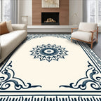 Ornate Floral Scroll Border Design Rug
