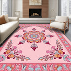 Floral Mandala Pink Patterned Rug