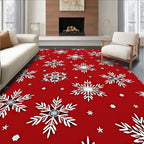 Crimson Red Snowflake Pattern Rug