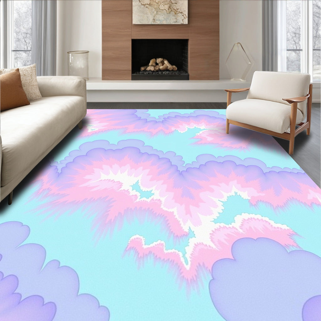 Sky Blue Pink Purple Cloud Patterns Rug