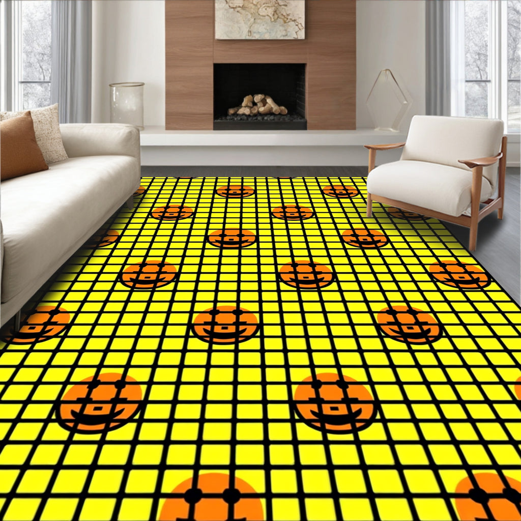 Joyful Pumpkin Gridded Pattern Rug