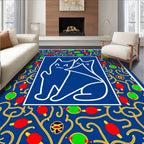 Whimsical Blue Cat Pattern Rug